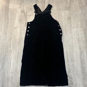 Vintage 90s Black Velvet Eddie Bauer Overalls Dress | S